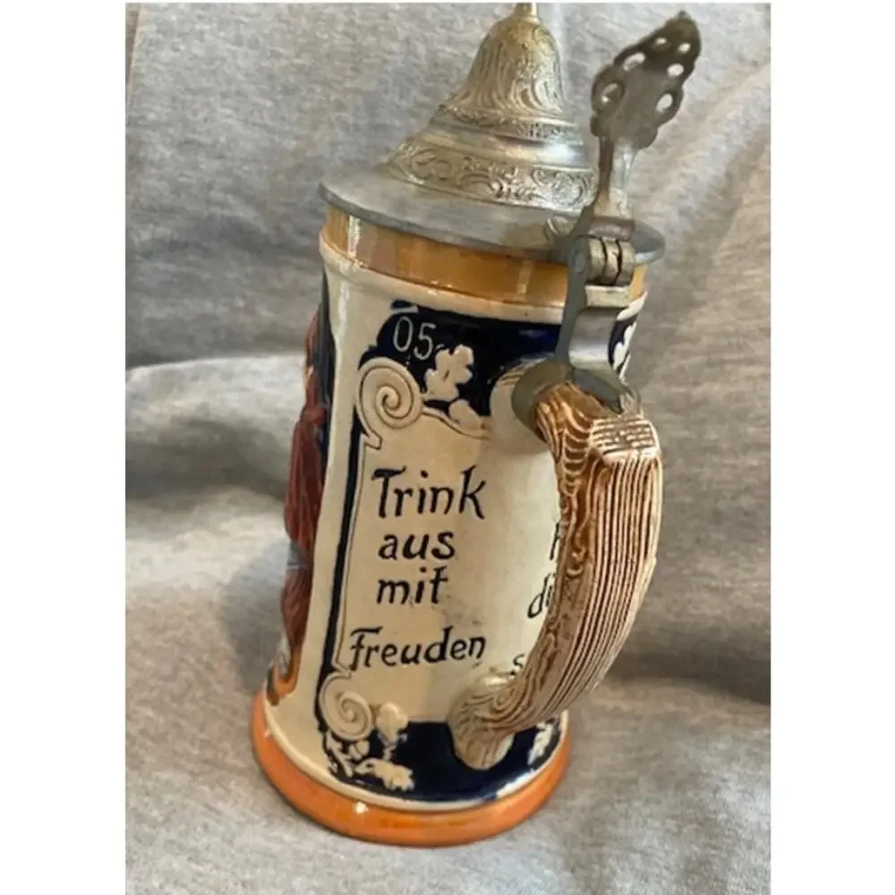 Vintage Reinhold Merkelbach Beer Stein Pewter Lid 8" Tall - Picture 3 of 5